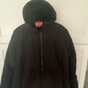 Torrid Longline Fit and Flare Puffer Twill Black Coat Jacket Size 1 Fleece Line